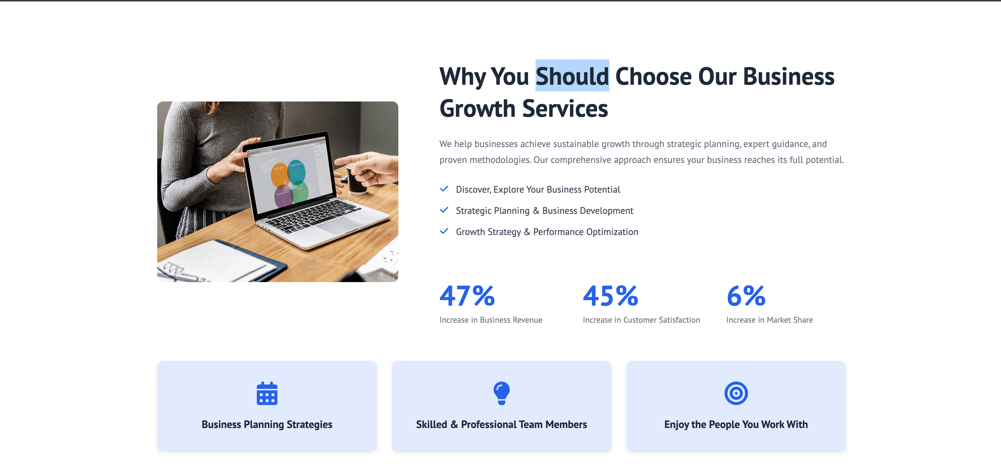 Counter Business section on frontend