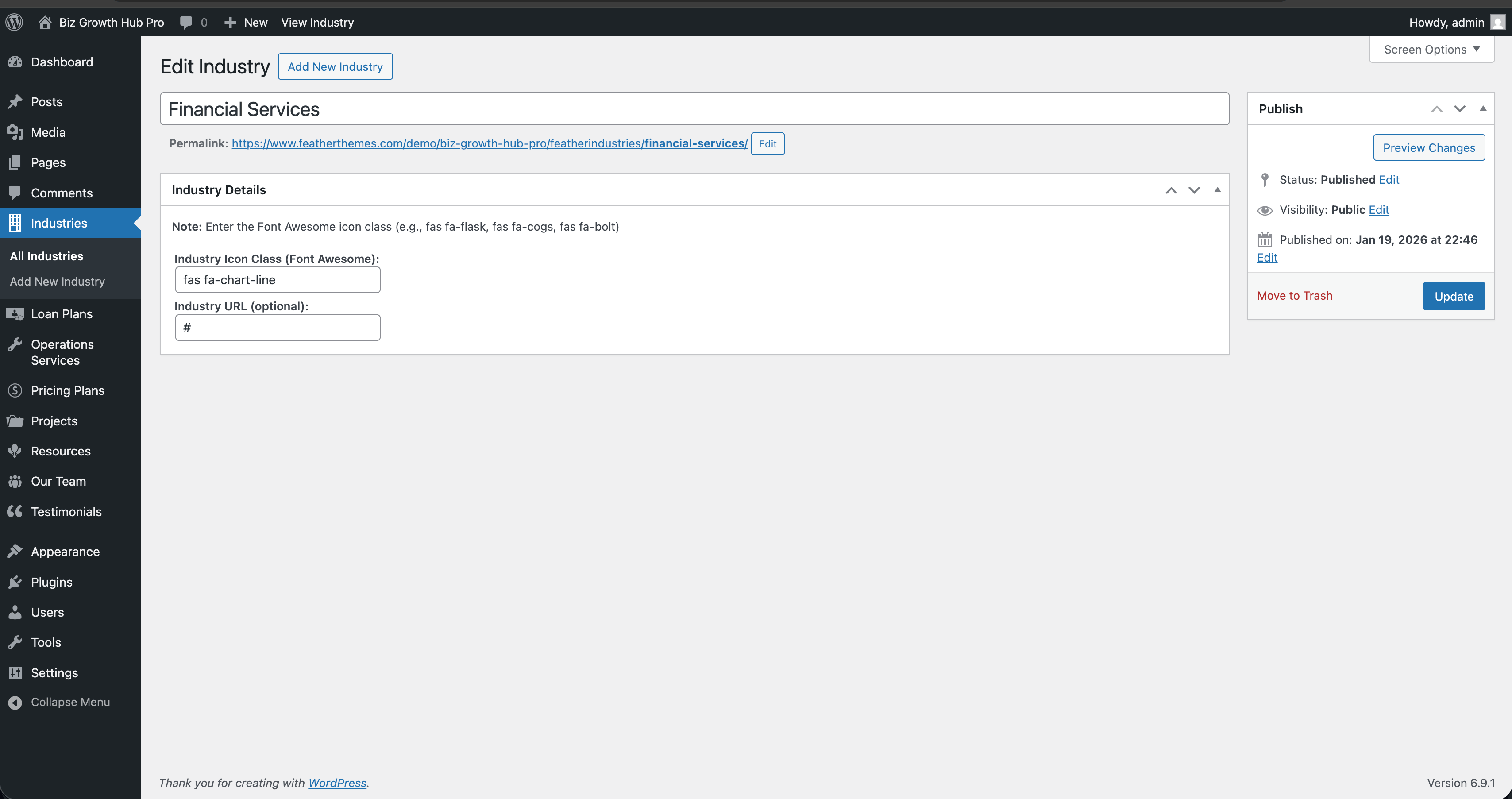 Add or edit Industry