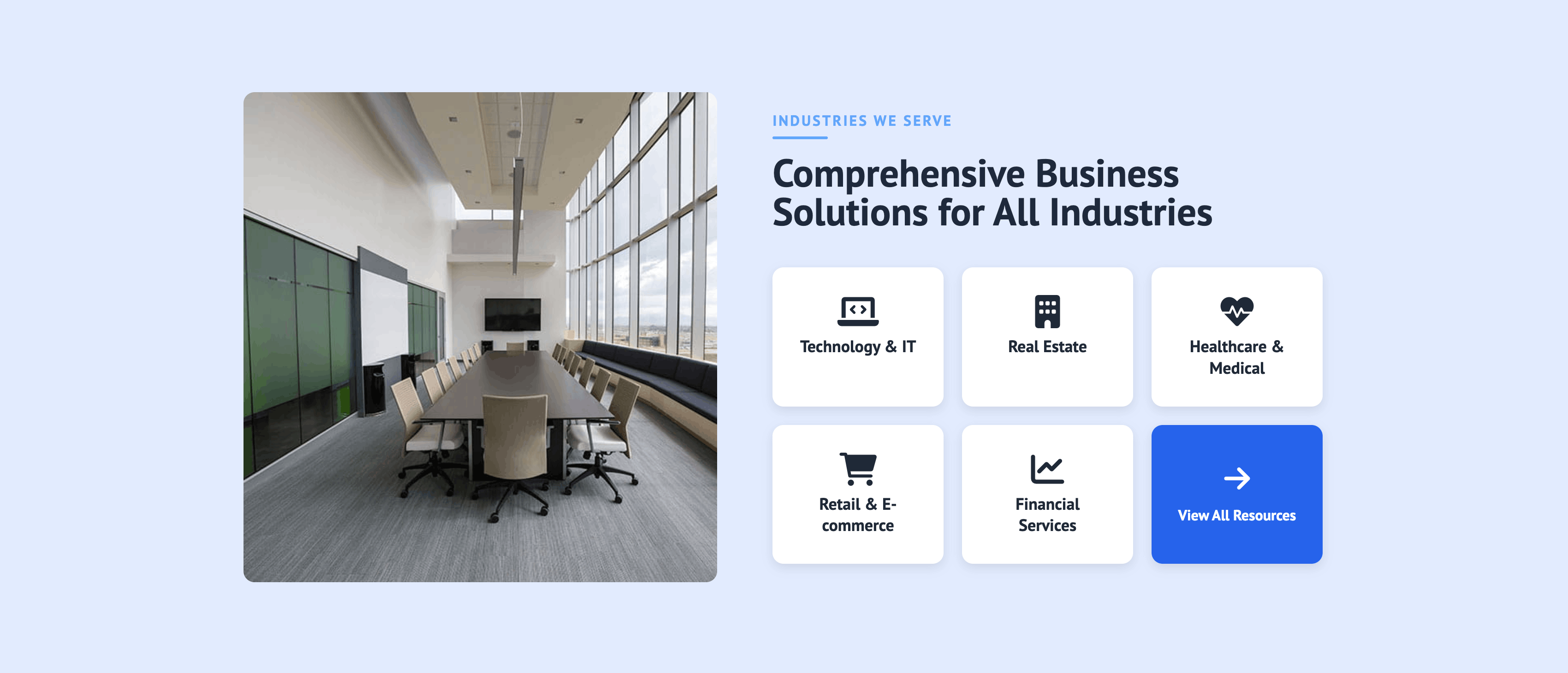 Industries section on frontend