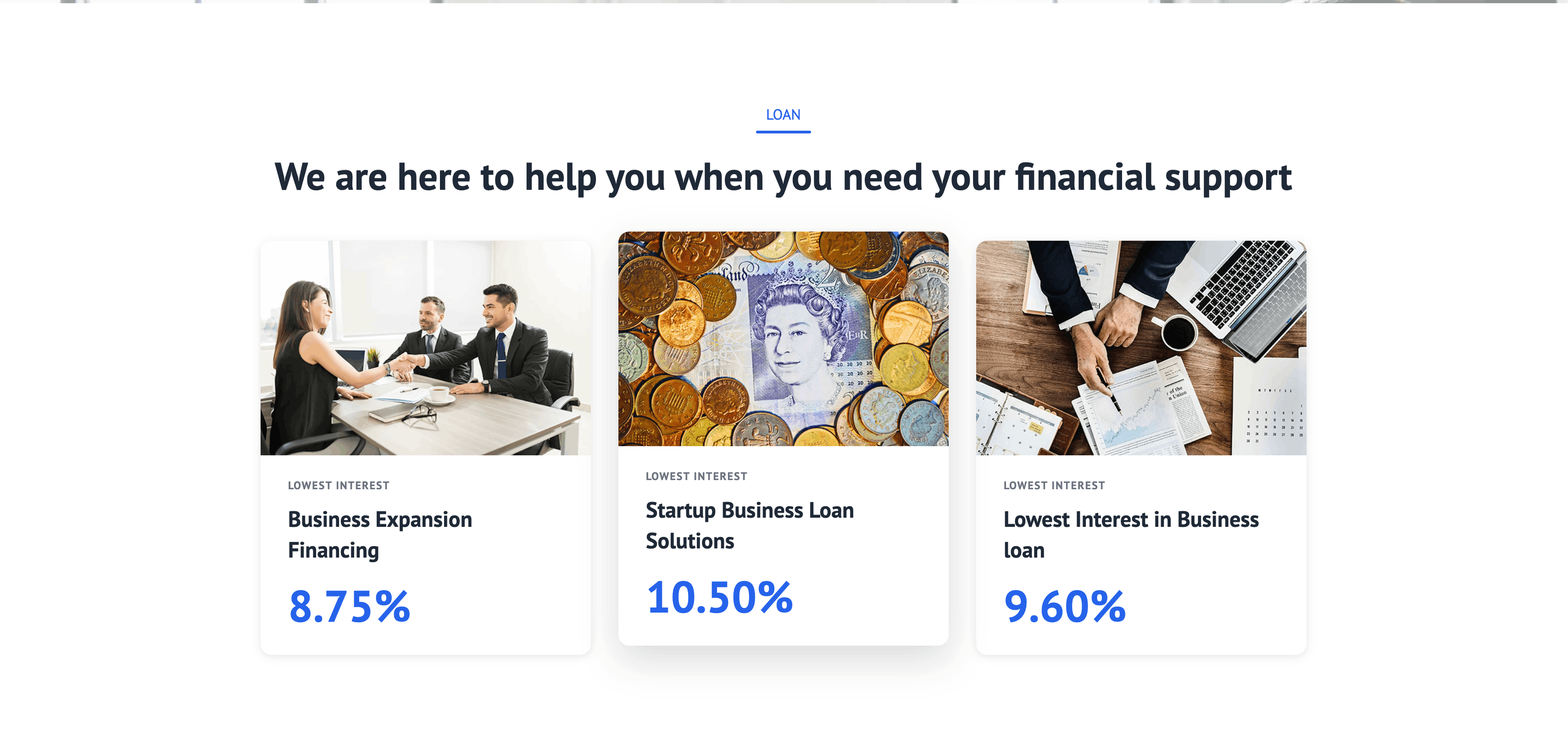 Loan section on frontend