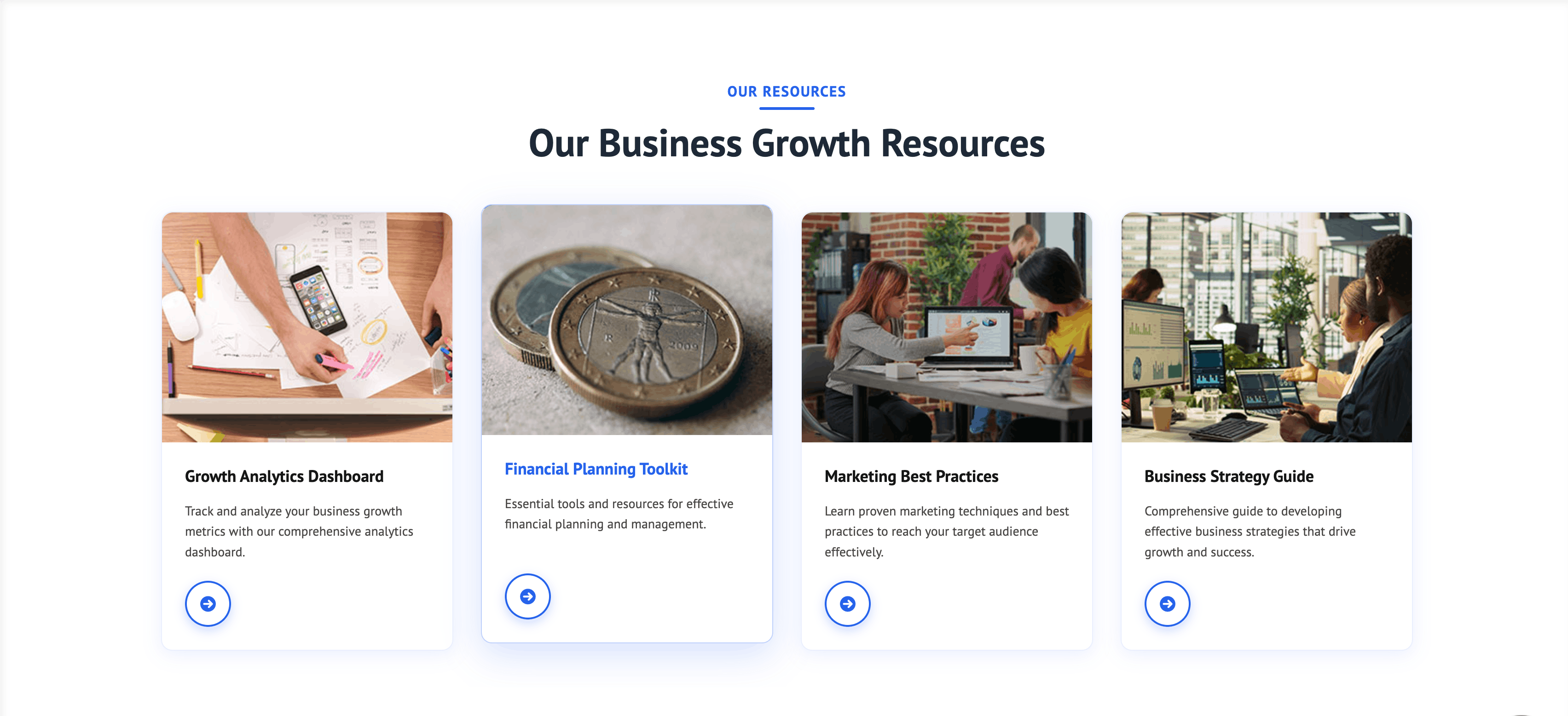 Resources section on frontend