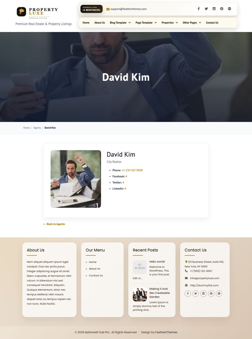 Single agent page