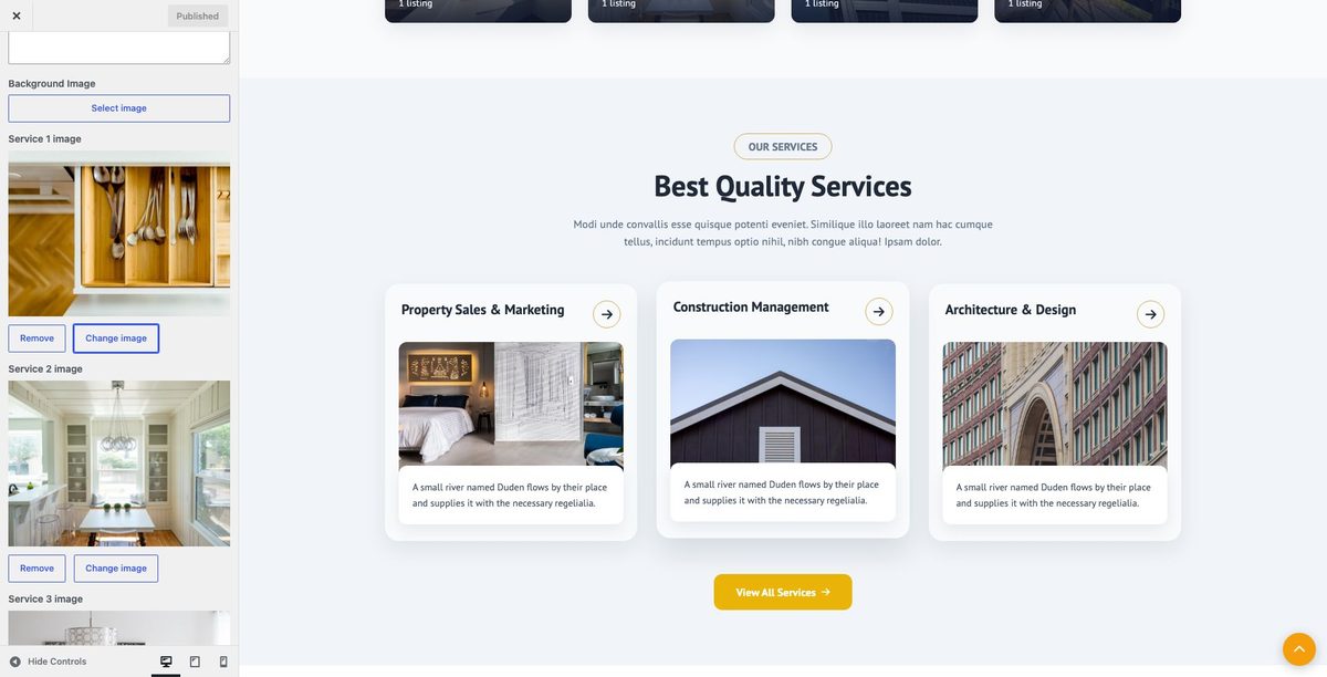 Best Quality Services customizer