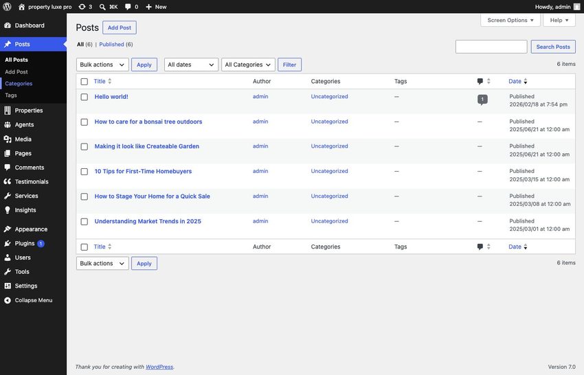 Posts list