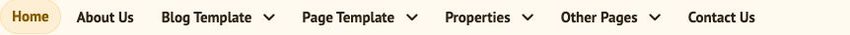 Primary menu with Properties and Other Pages dropdowns