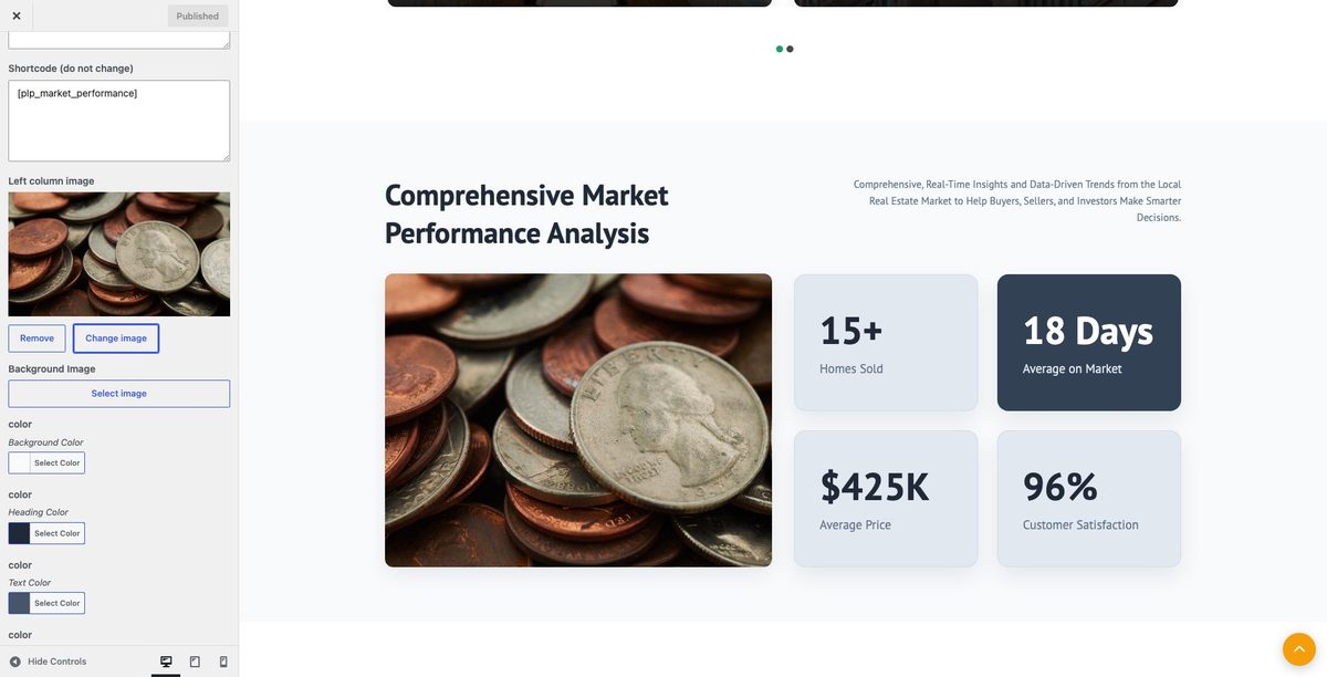 Market Performance customizer