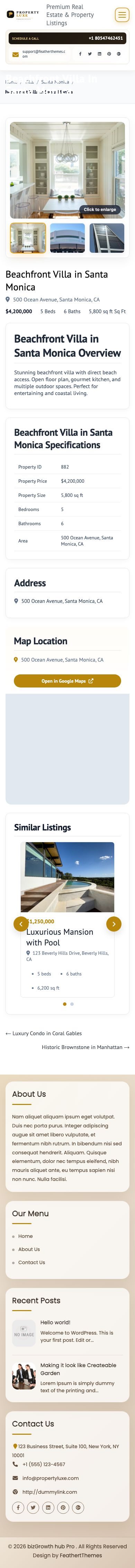 Single property on mobile