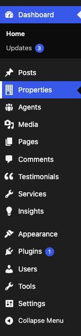 Admin post types menu