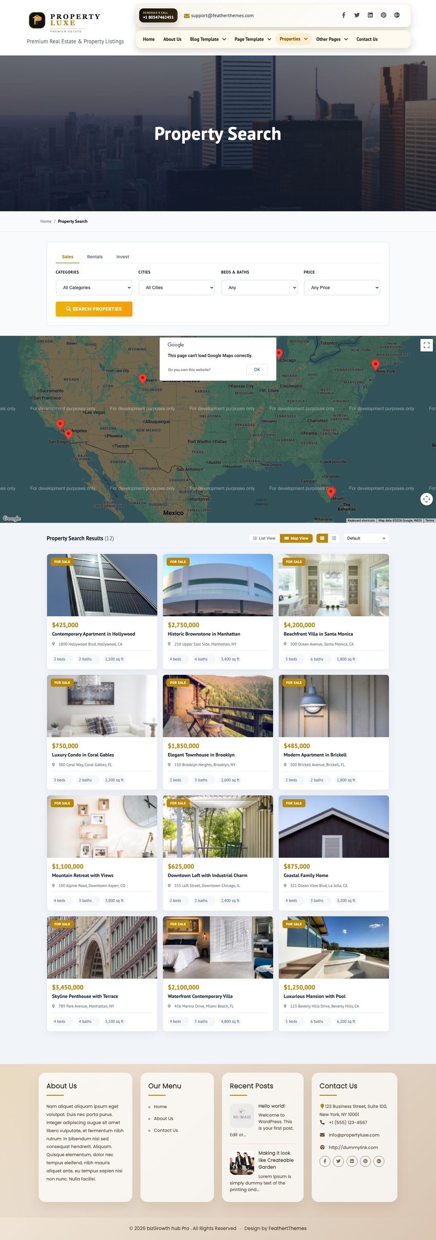 Property search page