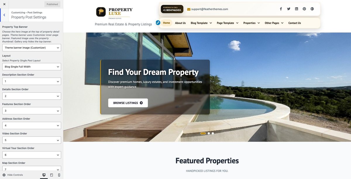 Property single settings