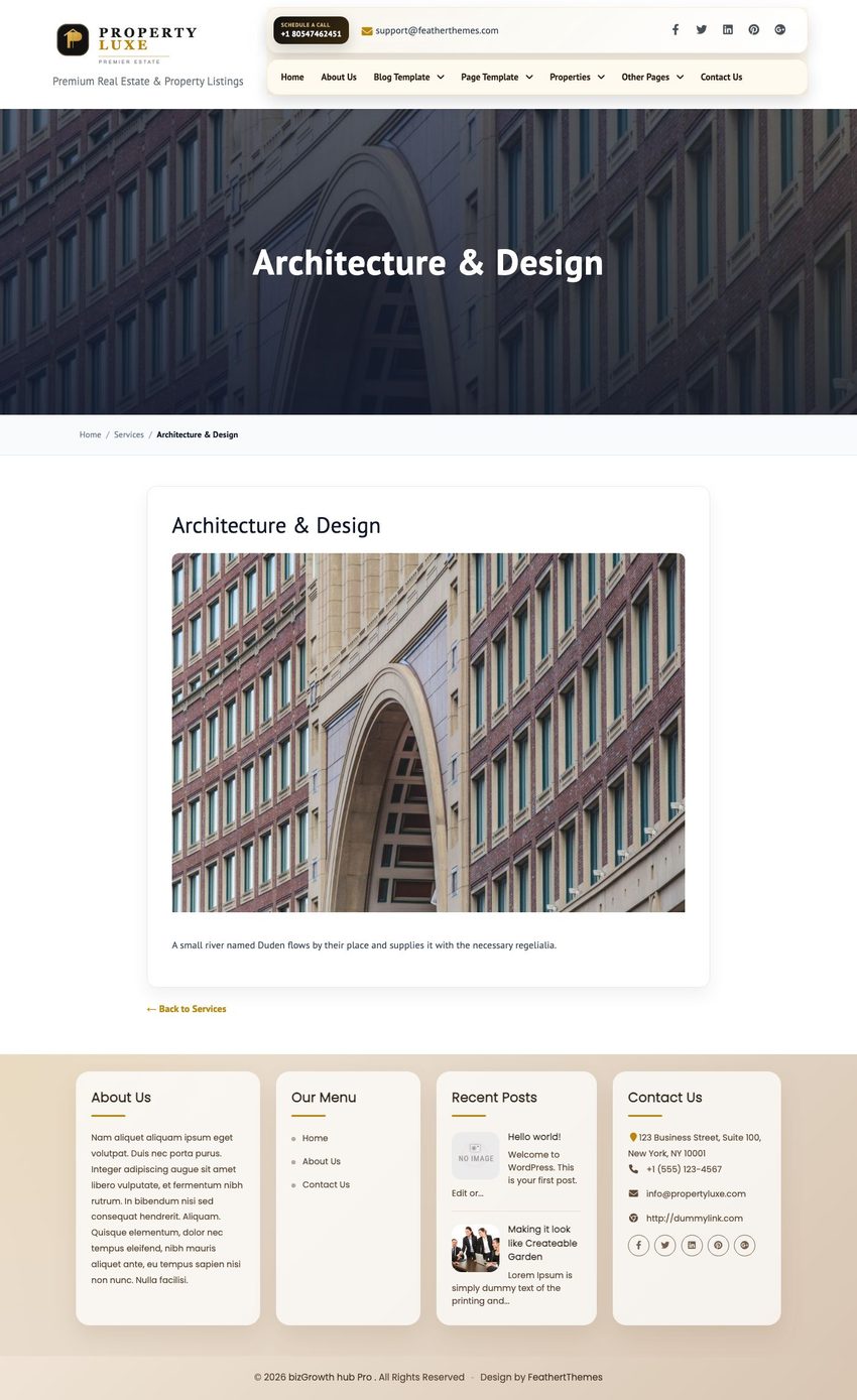 Single service page