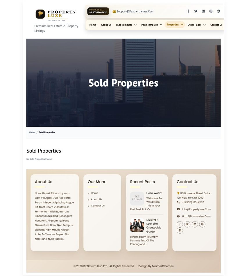 Sold Properties page