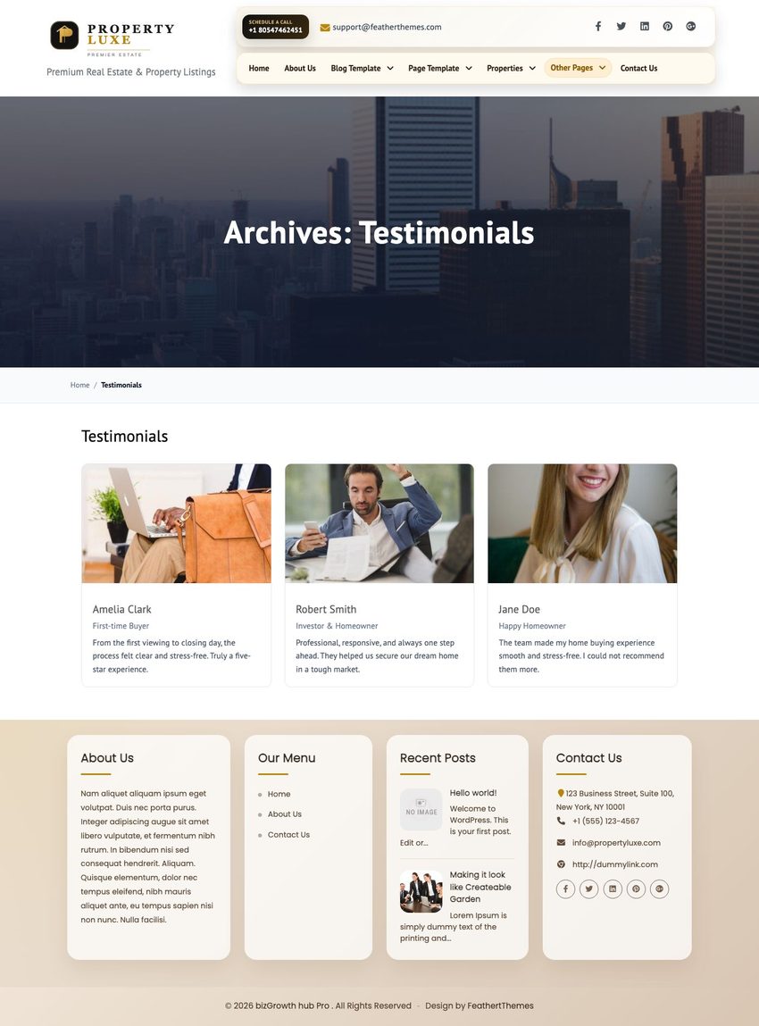 Testimonials archive