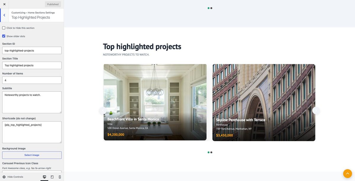 Top Highlighted customizer